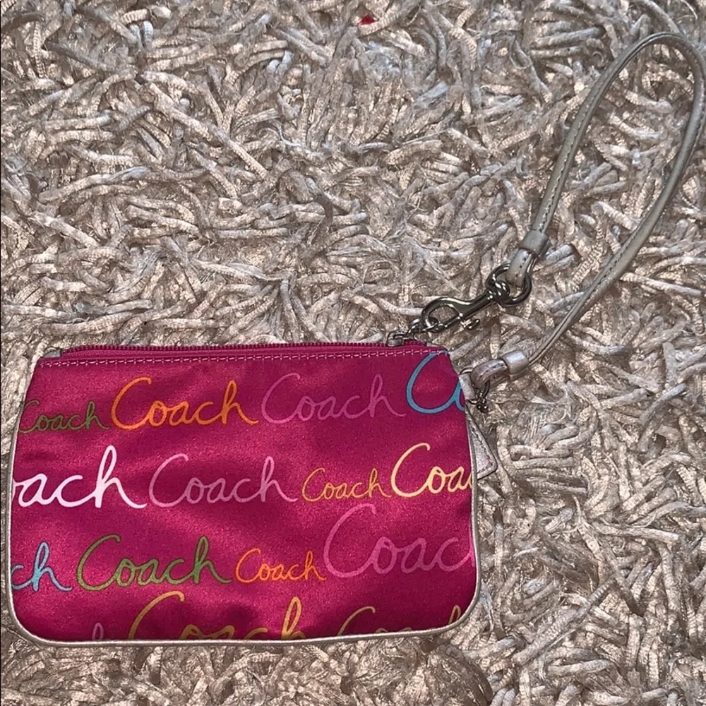 Vintage Coach Wristlet with Multicolored Signature Logo Print